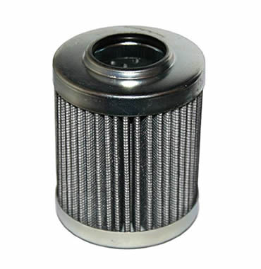 Hydraulic oil filter made of pleated fine mesh and outside layer is black woven cloth.