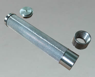 A cylindrical filter with stainless steel edge on the two end and they can be off.