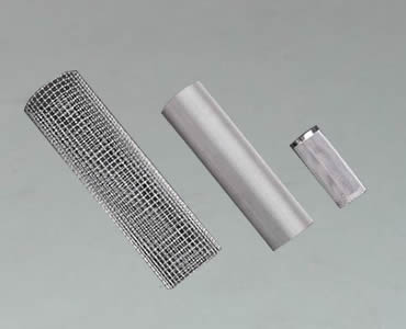 Three different kinds of cylindrical filters on the black background.