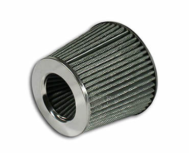An air filter made of stainless steel wire mesh.
